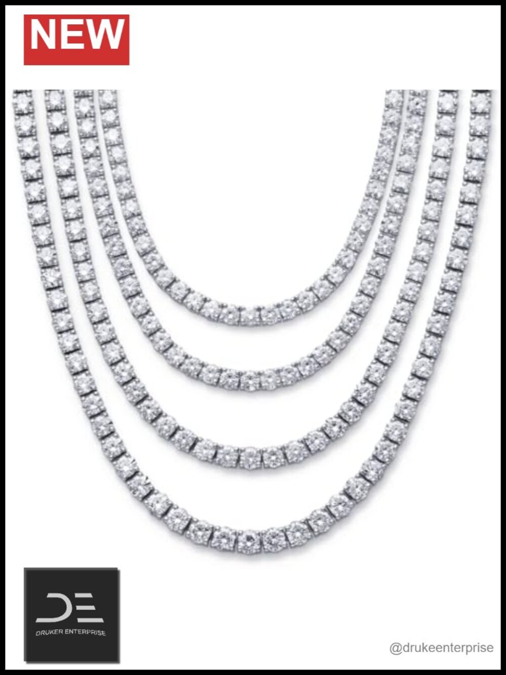 Moissanite Tennis Necklace 14K Real Gold Plated D Color VVS1 Round Cut Women